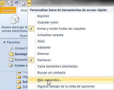 Botón Personalizar Outlook 2010