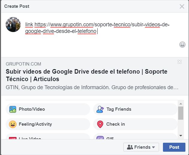 No aparece la imagen del enlace al publicar en Facebook